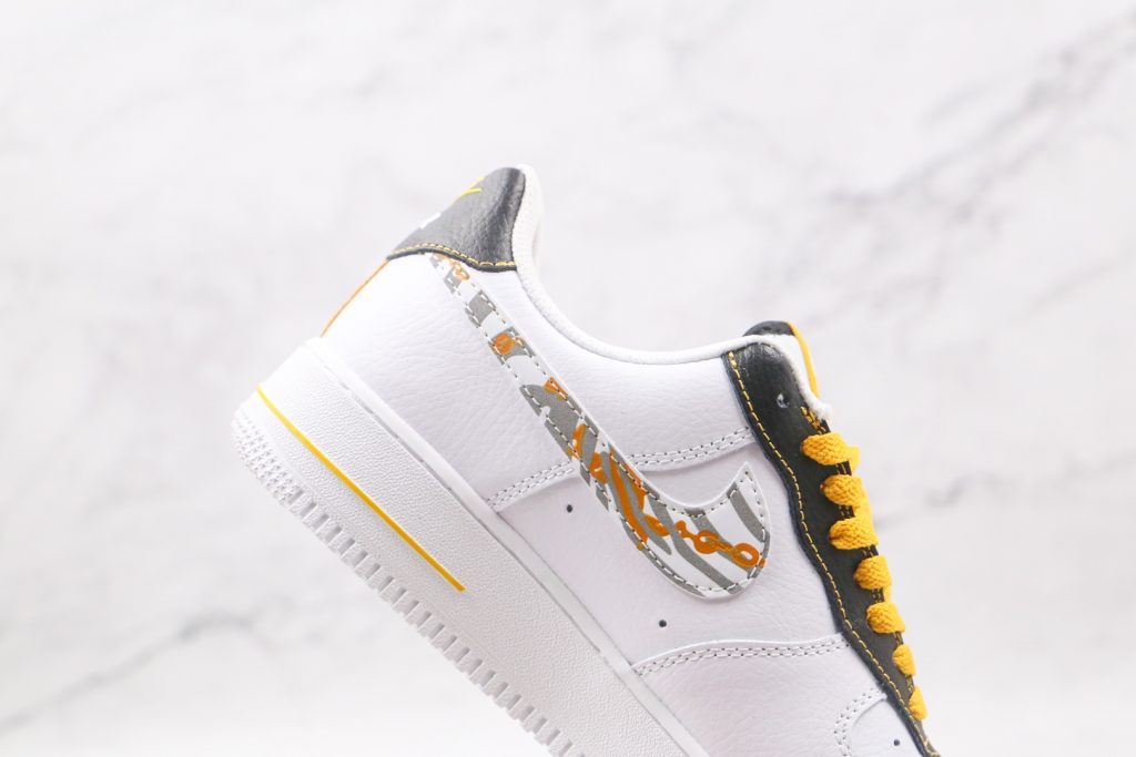 耐克nike air force 1 low纯原版本低帮空军一号白黄反光斑马纹路板鞋