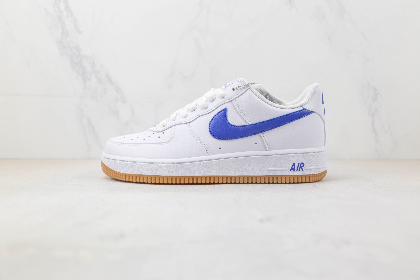 耐克nike air force1纯原版本低帮空军一号白蓝钩生胶底板鞋 耐克空军